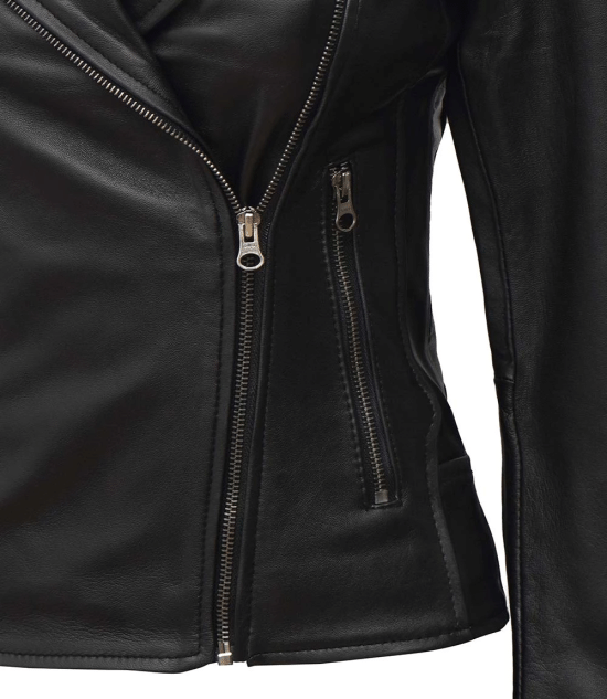 Womens Black Leather Biker Jacket