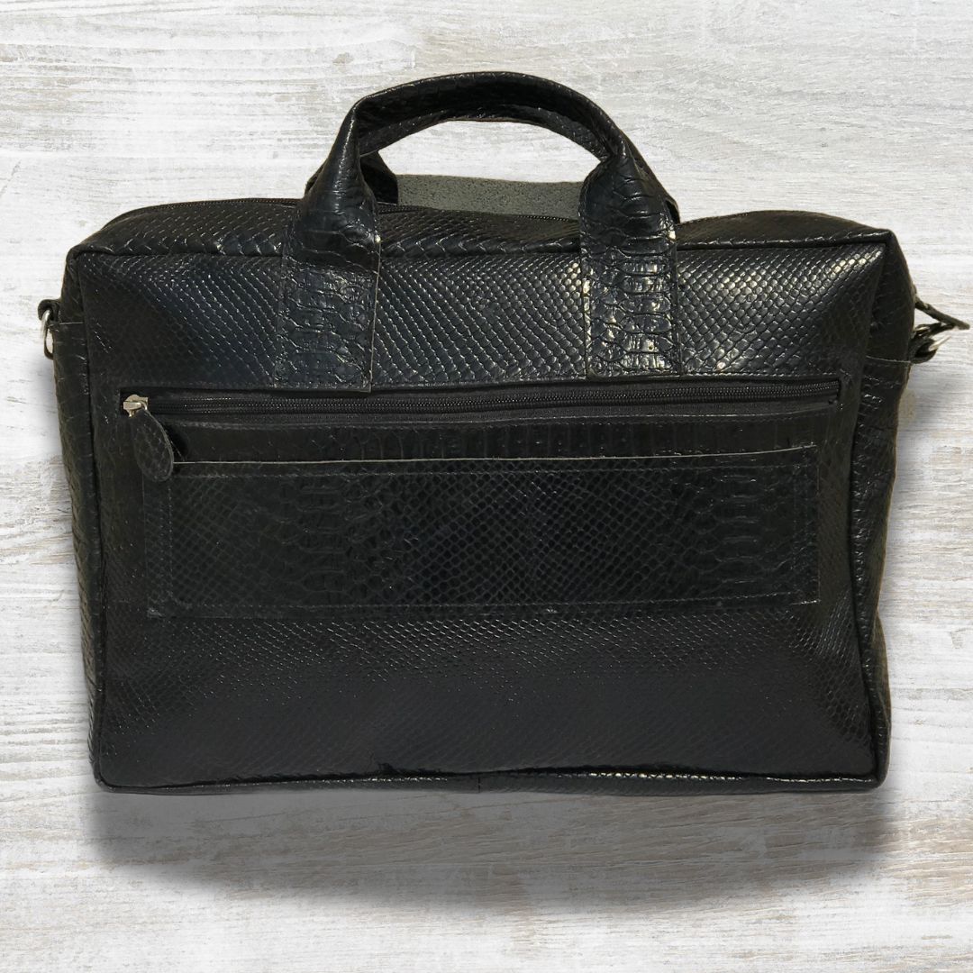 BLACK LEATHER LAPTOP BAG