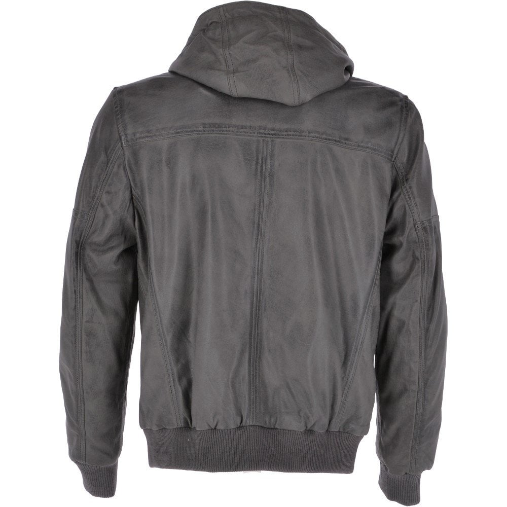 Introducing Best Leather Hooded Bomber Jacket Black