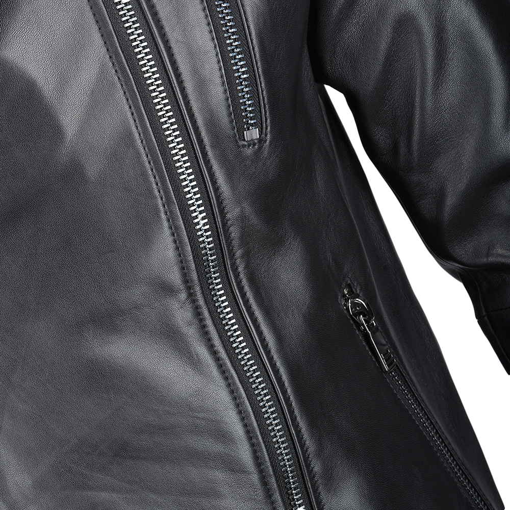 Vegetable Tanned Leather Side Zip Biker Jacket