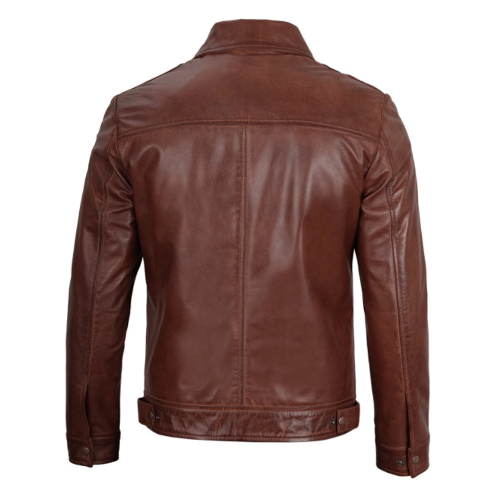 Leather Jackets for Men - Brown Real Sheepskin Leather Bomber Jacket
