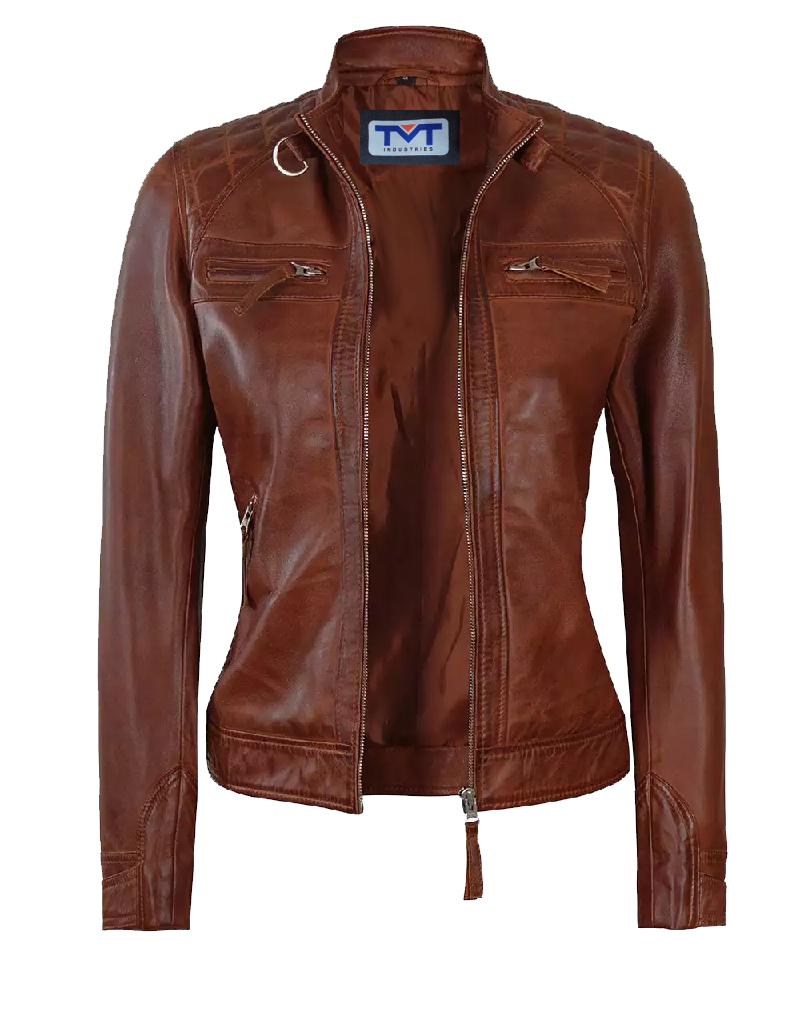 TMT GEARS | BROWN WOMEN LEATHER JACKET