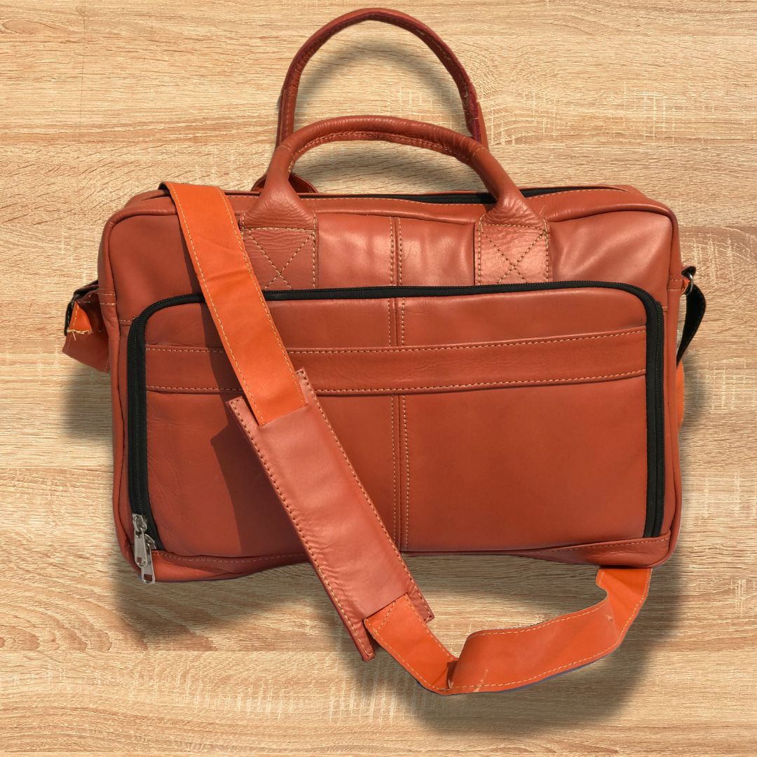 Leather Orange Laptop Bag