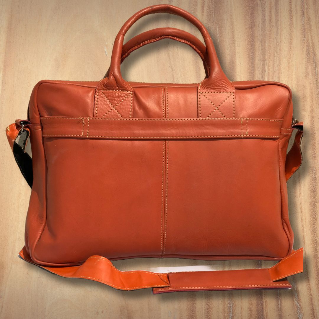 Leather Orange Laptop Bag