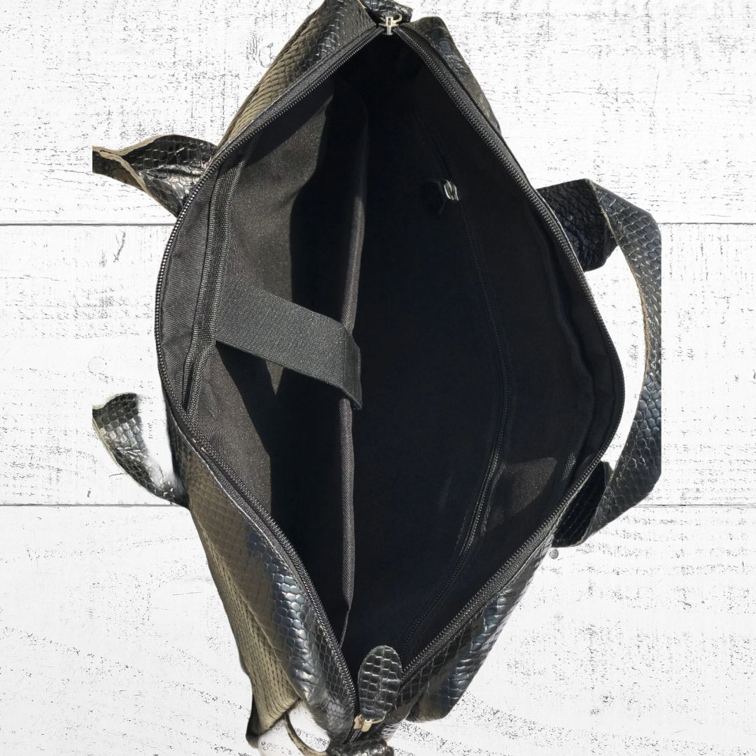 BLACK LEATHER LAPTOP BAG