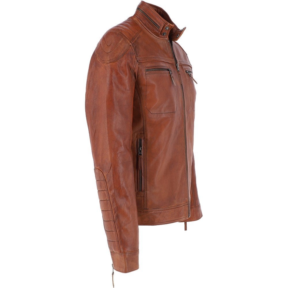 Brown Leather Jacket For Men – Genuine Leather Jacket – Multiple Sizes – Comfortable Inner Lining – Functional Design With Zipper Closure and Multiple Pockets – Stylish and Traditional Outlook