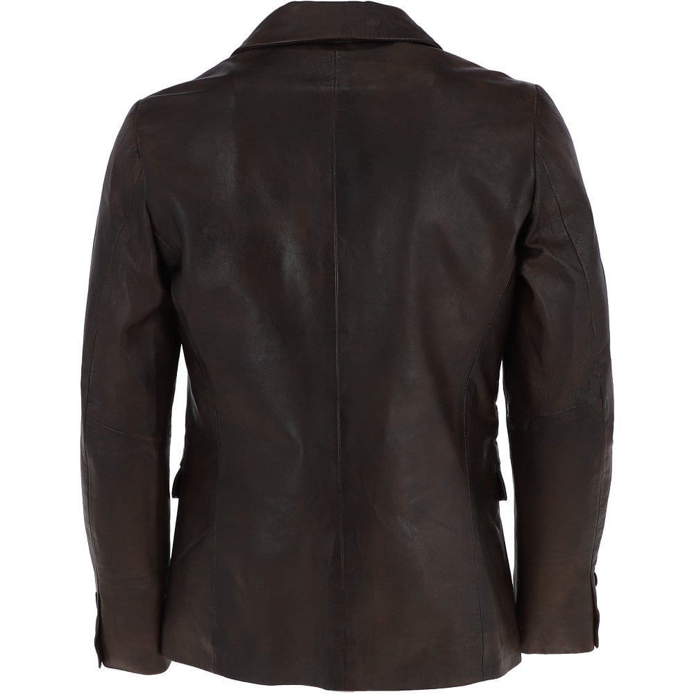 MENS DARK BROWN GENUINE LEATHER BLAZER