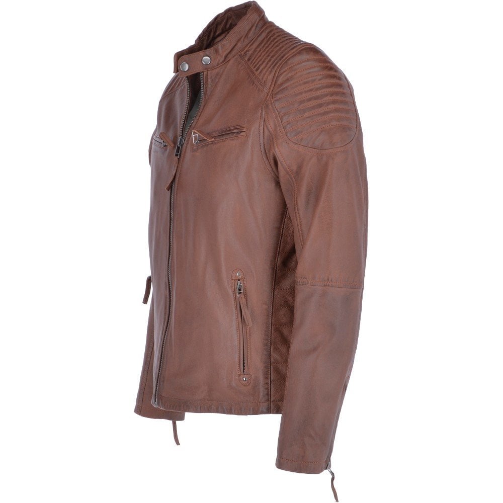 Brand New Genuine Sheepskin Leather Jacket for Men Quilted Style Soft Padding, Stand up Collar with Chest Pocket Slim Fit.