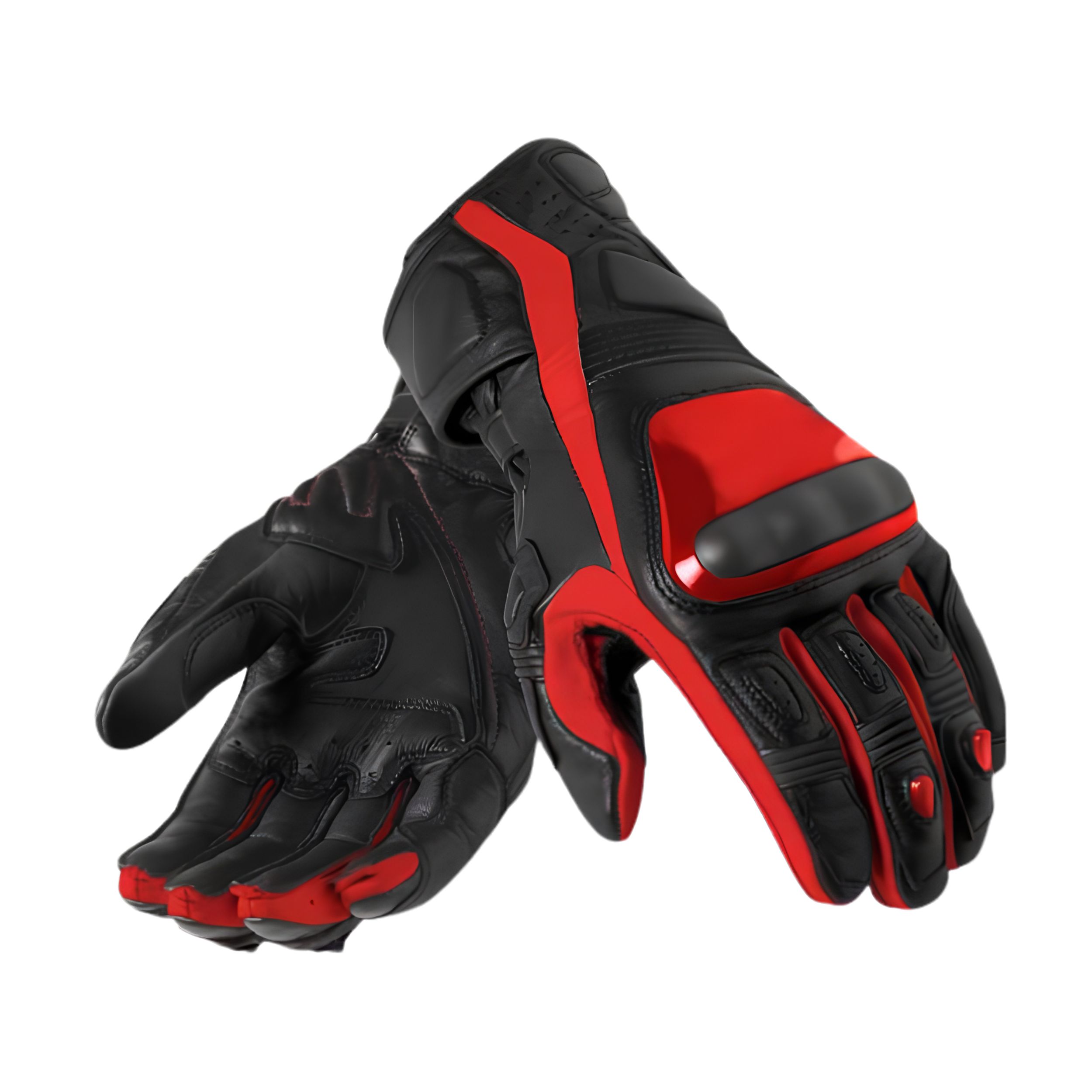 tmt-302-womens-black-and-red-leather-racing-gauntlet-gloves Women’s Black and Red Leather Racing Gauntlet Gloves with Knuckle Armour - Image 1